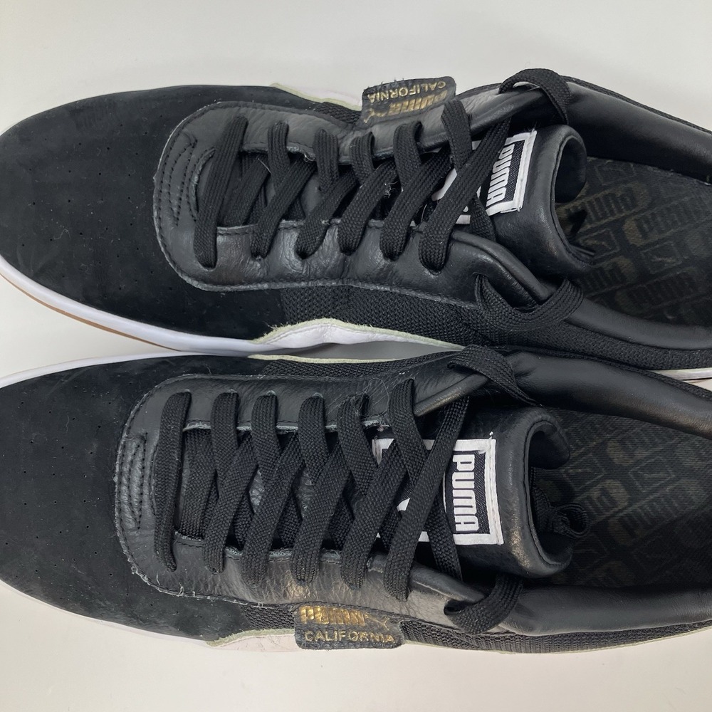 PUMA California Men Size 13 Black Suede Leather White Formstrip Gum Sole - Picture 8 of 16